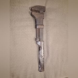 Vintage Billings Adjustable Wrench Marked AT & SF RY Stamped B On Handle 15 1/4"